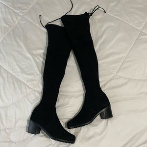 Stuart Weitzman Darla over the knee OTK boot black suede 6